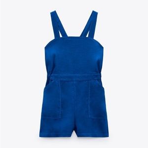 ZARA BLUE LINEN BLEND ROMPER
